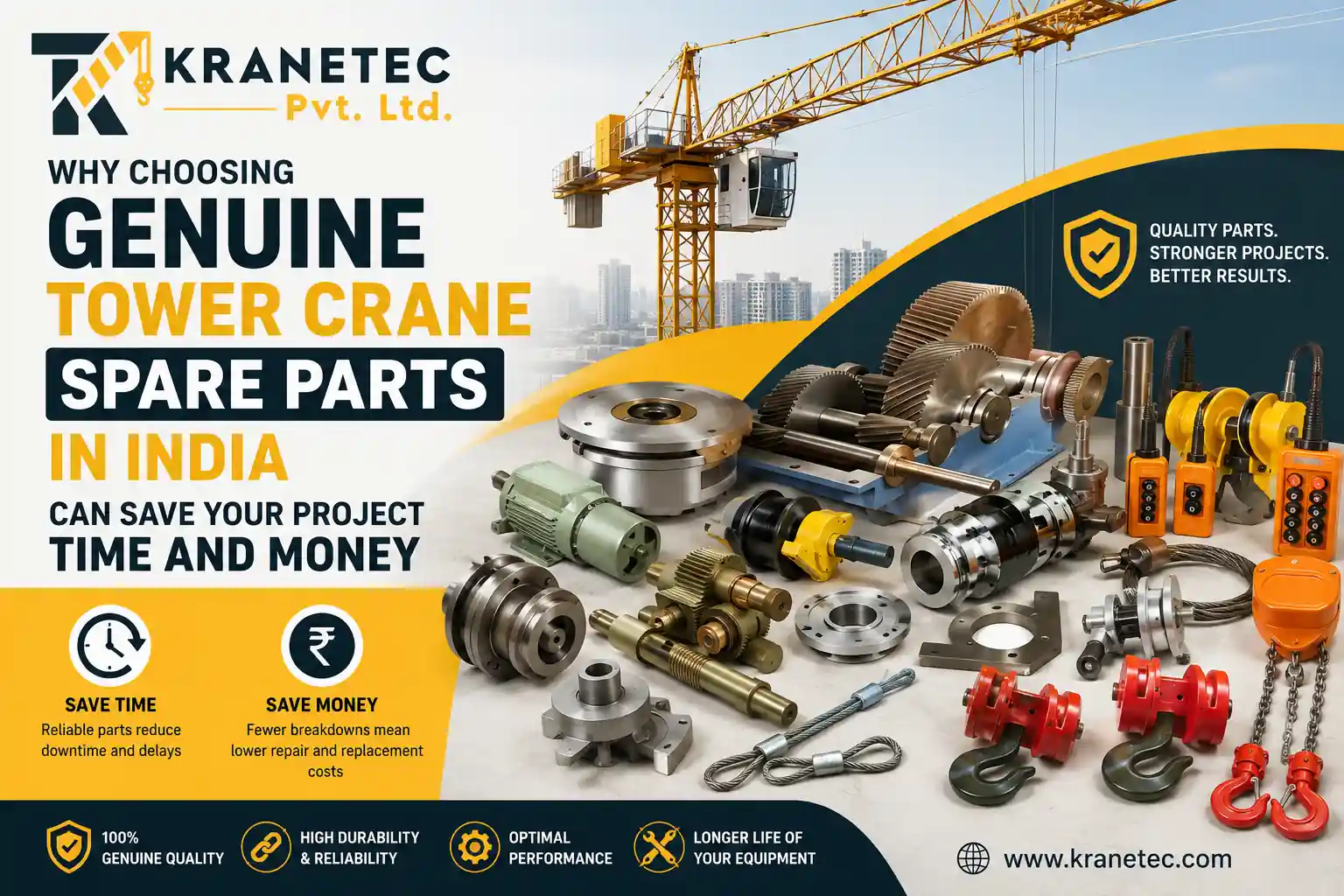 Genuine Tower Crane Spare Parts Supplier in India by Kranetec Pvt. Ltd.